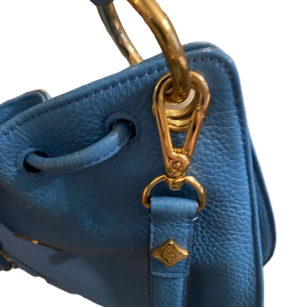 MCM mini bucket Blue Pebble Leather 2Way shoulder bag.  like new. - Picture 2 of 7